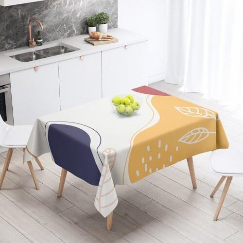 Nordic White Dining Tables Cover Color Plants Leaves Kitchen Decoration Waterproof Anti-stain Rectangular Table Tablecloth