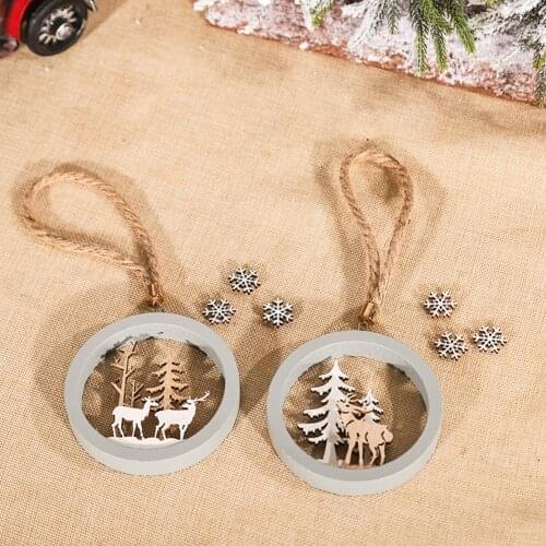 Xmas Tree Elk Doll Hanging Ornaments DIY Wooden Pendants Christmas Hanging Crafts Decorations Home Fesitivel Decor Supplies