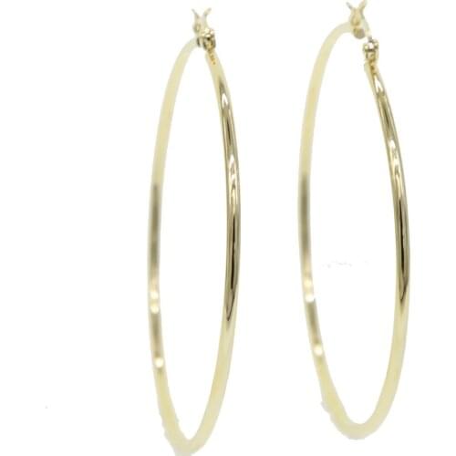 Simple Trendy Gold Sliver Color Geometric Big Round Circle Earrings For Women Fashion Large Hollow Hopps Earrings Jewelry 60mm