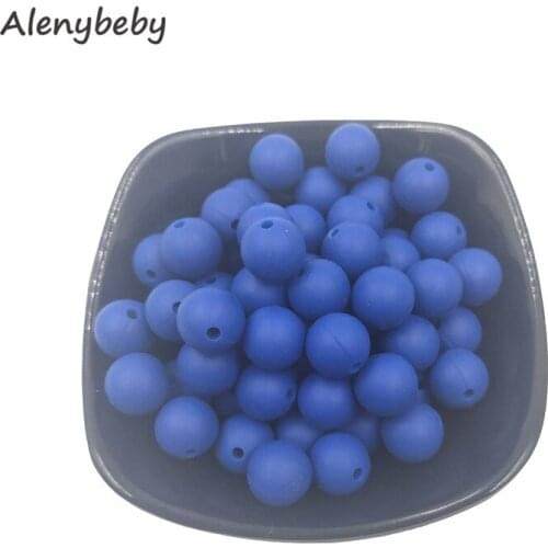 Sapphire Color Food Grade Silicone Round Bead 12/15mm Baby Teether Necklace Toy DIY Pacifier Chain Care Baby Teether Product
