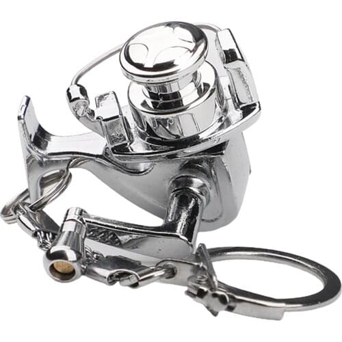 Silver Cool Fly Fishing Reel Miniature Pendant Keyring Key Chain Novelty