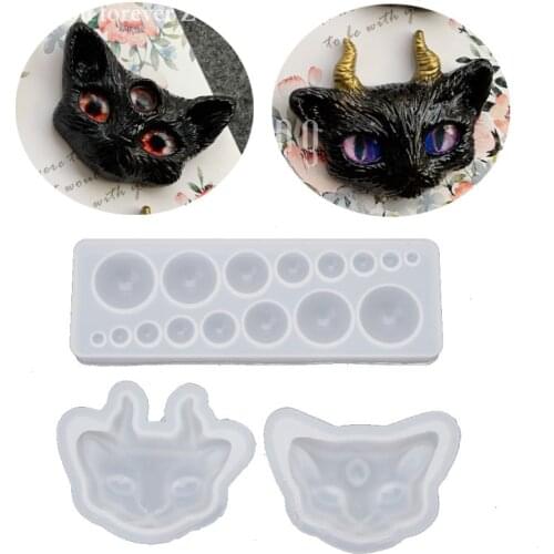 Cute Cartoon Cat Eye Silicone Resin Molds Kit Epoxy Resin Casting Jewelry Tools