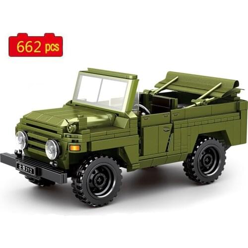WW2 Military Series World War II Army Pull Back Off-Road Vehicle DIY Model Building Blocks Toys Gifts