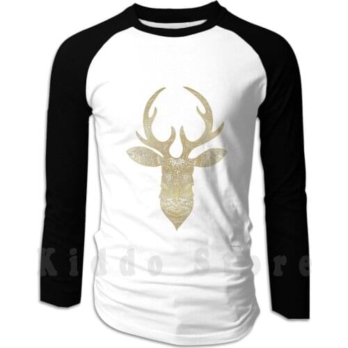 Golden Stag hoodie long sleeve Mandala Pattern Mandala Artwork Meditation Yoga Boho Spiritual Buddha