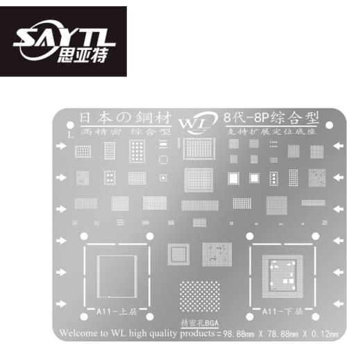 WL BGA Stencil for iPhone 8 8P 7 7P 6S 6SP 6 6P Motherboard IC Chip BGA Reballing Stencil Kit