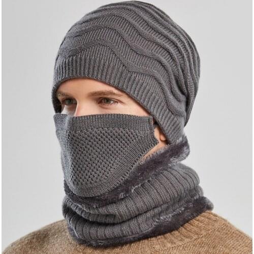 Autumn Winter Fashion 3pcs Set Knitting Suit Warm Hood Woolen Hat Scarf Glove Set Cycling Road Bicycle Hat and Neck Protection