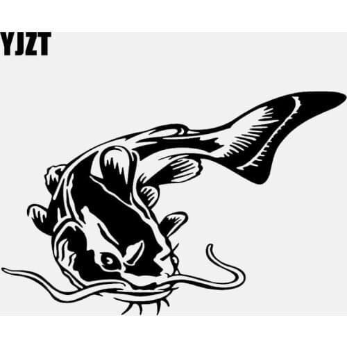 YJZT 16.5CM*10.7CM Catfish Fishing Car Sticker Vinyl Decal Art Black/Silver C24-0587