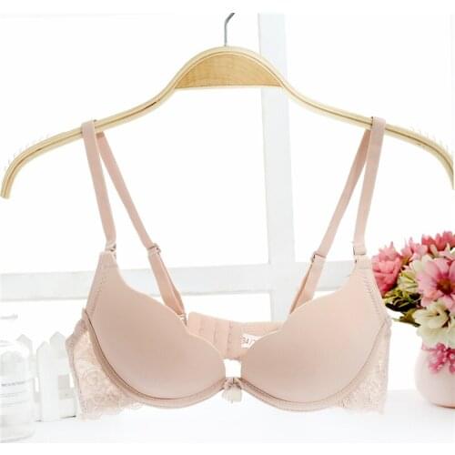 Yasemeen Deep V Wave Cup Push Up Brassiere for Small Chest Seamless Solid Cute Bow Bras Girls Seamless Push Up Bras Underwire