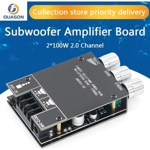 ZK-1002T TPA3116D2 Bluetooth 5.0 Subwoofer Amplifier Board 2*100W 2.0 Channel High Power Audio Stereo Amplifier Board Bass AMP