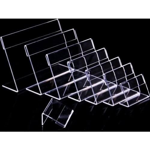 10pcs 4*6cm Clear Plastic Desk Sign Label Frame Price Tag Display Paper Card Holders Acrylic Label Holder Stand Frame