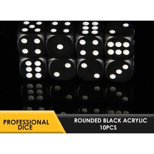 10pcs Playing Dices Set Six Sided Decider Die RPG Standard Gambling Games White Pips Cube Funny Toy Tool