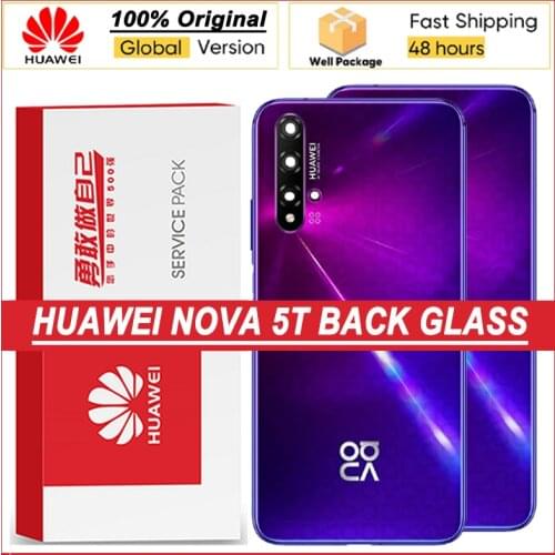 100% Original Back Housing for HUAWEI Nova 5T Back Cover Battery Glass for 5T Door Rear Case with Camera Lens