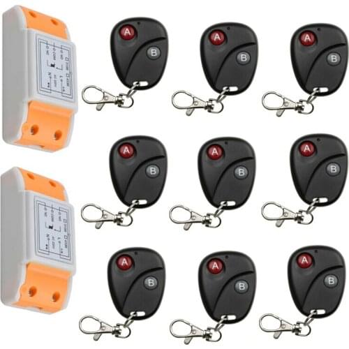 2016 new 220 v 1 ch wireless remote control switch 2 piece receiver +9 piece transmitter Classic 2 key