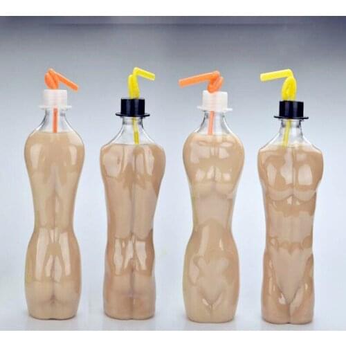 2018 500ml disposable tea cup pet plastic creative juice cold drink cup macho beauty cup 2pcs/set 50sets/pack