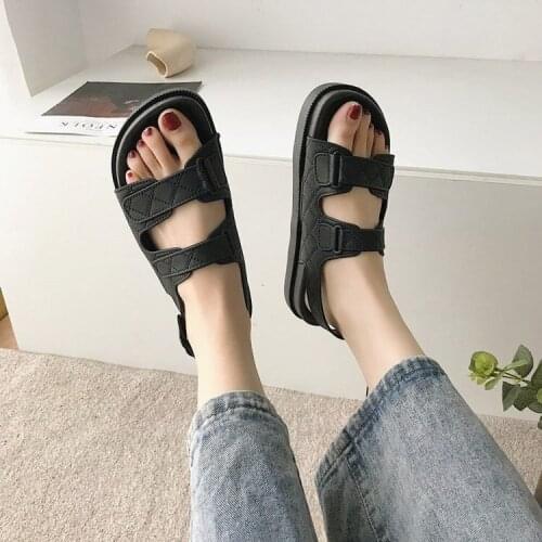 2021 Korea Style Fashion Beach Sandals Female Rome Sandal Platform Buckle Summer Shoes Woman Preppy Sandalias Footwear