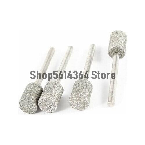 3mm Dia Shank 8mm Cylinder Tip Diamond Points Grinding Drill Bit 4 Pcs