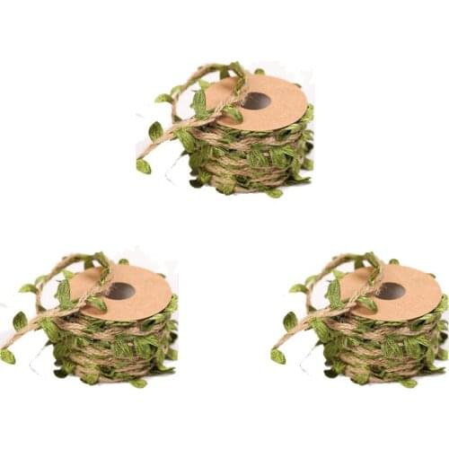 3 Pcs per Set 5M Artificial Green Leaf Hemp Rope Wax Line Rattan Decoration Rope DIY Hanging Craft Decor for Flower Wedding Part
