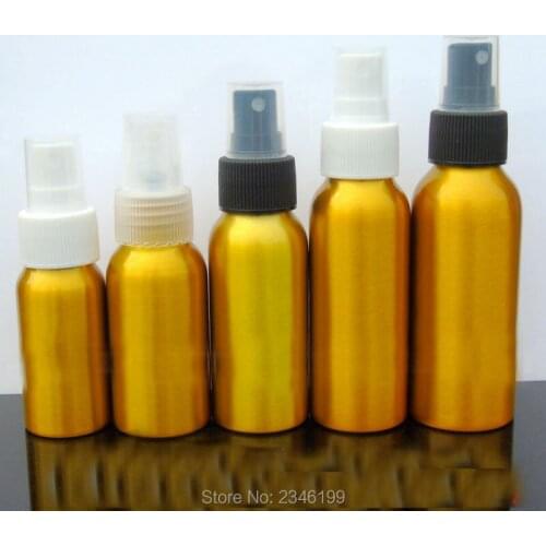 30ML 50pcs/lot Gold Travel Portable Aluminum Bottle with Black/White/Clear Spray Nozzle, Top Grade Liquid Makeup Container