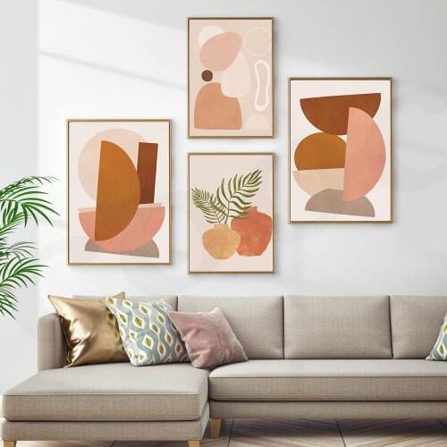 Abstract Minimalist Geometry Wall Art Scene Boho Style Canvas Prints Painting Pictures for Living Room Wall Decor