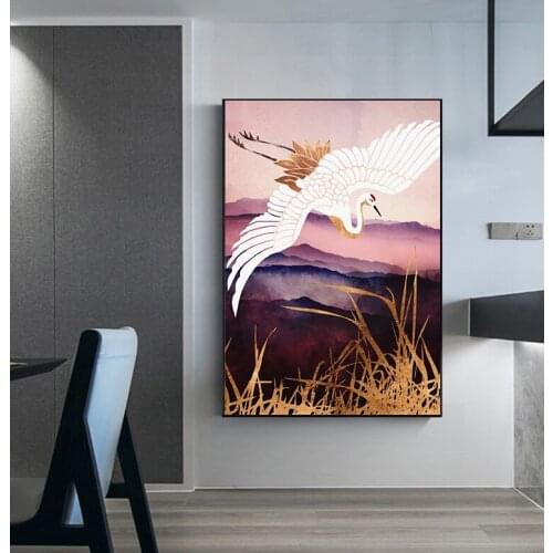 Colored Flying Birds Canvas Painting Flamingo Seagull Red-crowned Crane Peacock Wall Art Poster Print Modern Picture Home Decor