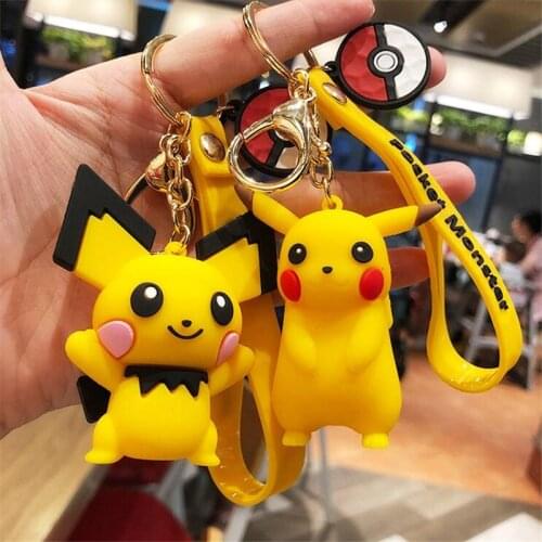 Pokemon Action Figure Toys Silica Gel Pikachu Cute Car Key Chain Cartoon Pendant Psyduck Knapsack Pendant Anime Toys Pokemon