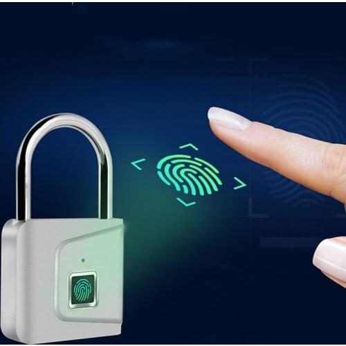 Keyless Fingerprint Electronic Padlock Mini Wireless Rechargeable 10 Groups Users Fingerprint Lock For Bag Luggage Door Lock