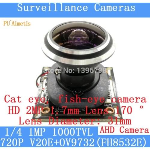 PU`Aimetis 1/4 AHD Camera Modul 1MP 720P AHD 4in1 360 Degree Wide Angle Fisheye Panoramic Camera Infrared Surveillance Camera