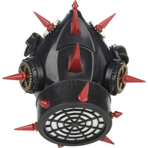 Red Metal Long Claw Spikes Cosplay Gas Mask Costume Rivets Steampunk Respirator Men Women Girls Gear Masks