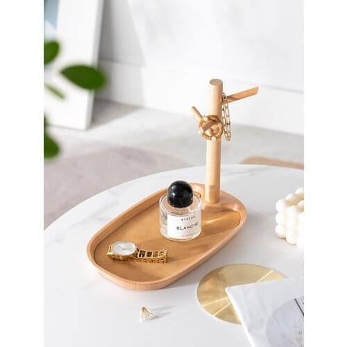 Creative Multi-purpose Storage Tray Wooden Desktop Storage Box Cosmetic Organizer Living Room Entrance Bedroom Supplies