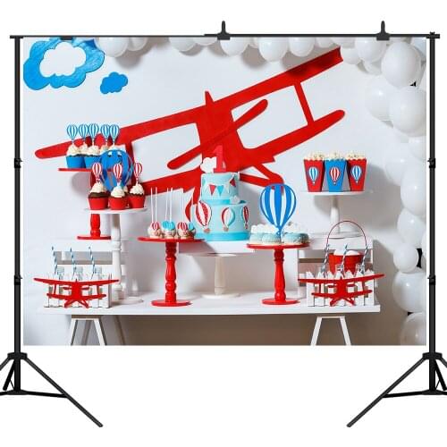 Lyavshi photography backdrop baby 1st birthday party air balloon aircraft background photo studio photobooth photocall