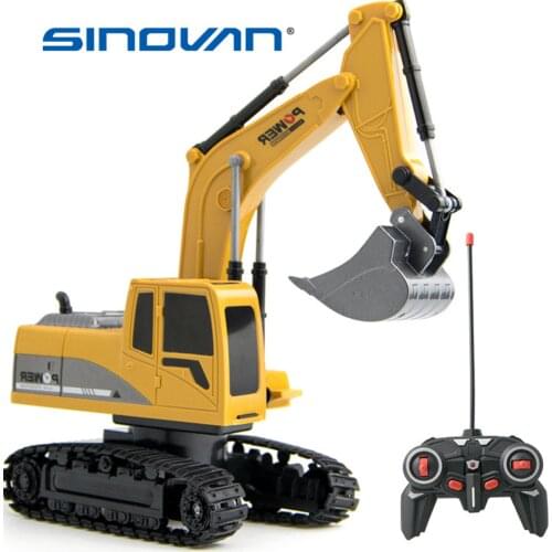 Sinovan RC Car 1:24 Excavator Toy RC Truck with Lights Engineering Car Alloy Plastic Traktor for Kids Gift Chargeable RC Cars