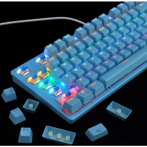 K300 Green Axis Ergonomics Mechanical Keyboard Blue Switch Wired 87-key Gaming Keyboard For Desktop PC Support Backlight