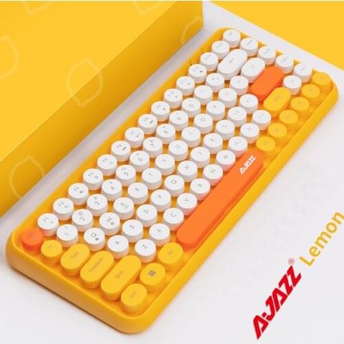 Ajazz 308 2 Multi-Device Steam Punk Retro Round Keycap Universal Bluetooth Wireless keyboard For Mobile Phone,Tablet ,Notebook