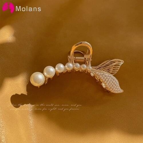 Molans New Pearl Hair Clip for Women Claw Clips Girls Barrette Bridal Hairpin Tiara Wedding Hair Accessiories Hairgrips Headwear