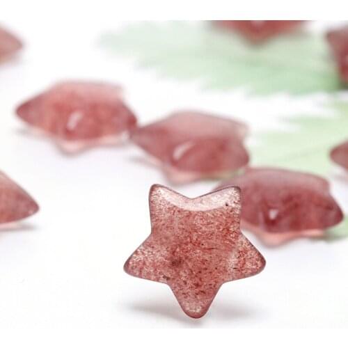 Natural strawberry crystal stone hand-carved stars Fashion pentagram for gift healing Decor stones minerals