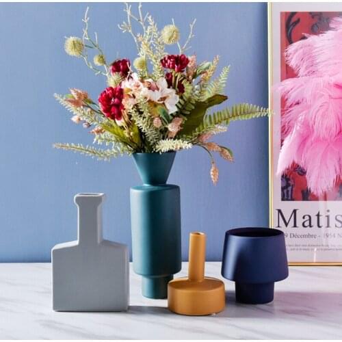 Nordic Geometry Morandi Ceramic Vase Flower Arrangement Home Livingroom Table Ornaments Crafts Bookcase Accessories Decoration