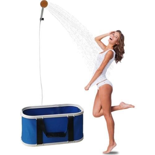 Portable Camping Shower Smooth Multi-purpose Shower Folding Bucket With 2m Shower Hose And Suction Cup For Outdoor Camping