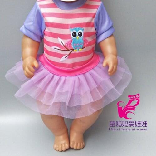 Fit baby doll dress purple skirt and shirt for 18" 43cm baby doll clothes accessory baby girl new year gifts