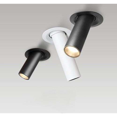 Black / White Long Tube Ceiling Recessed Led Point Lamp Angle Rotating 12w Ceiling Light For Kitchen Bedroom Tv Background Image