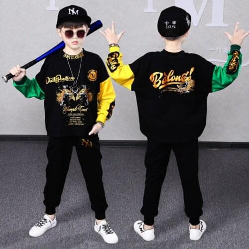 Boys' Casual Suit Spring And Autumn 2021 New Kids Tracksuit Handsome O-neck Sweatshirt + Pants Sets Boys Clothes 4 6 8 10 Years
