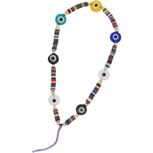 Evil Eye Beaded Phone Lanyard Wrist Strap Beaded Phone Charm Rainbow Color Beaded Phone Chain Strap for Women Girls