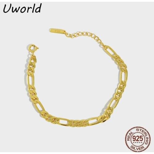 S925 Sterling Silver Figaro Chain Bracelet French Minimalist Style Real Gold rhodium Plated Silver Chain Link Bracelets for girl