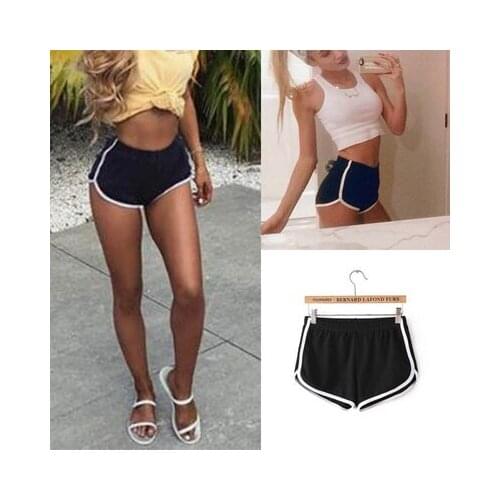 Hot Women Blend Summer Short Pants Contrast Binding Side Split Elastic Waist Patchwork Casual Beach Party Shorts