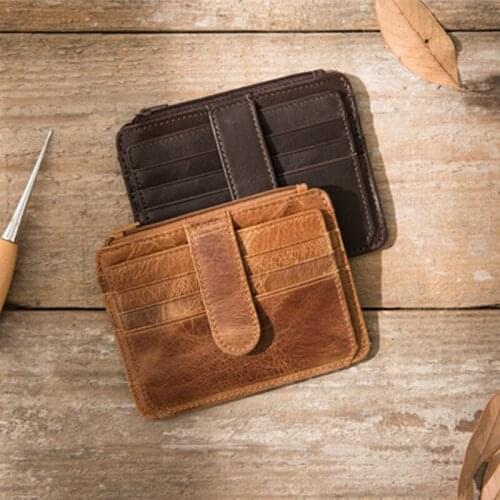Retro Slim Card Holder Mens Leather Mini Small Wallet coin purse Womens Driving Licence Holster Document Card Holder