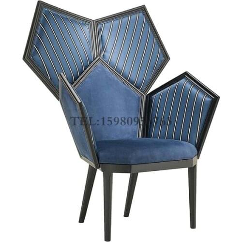 TT Custom Light Luxury Art High Back Metal Chair Model Room Meeting Geometric Modeling Couch