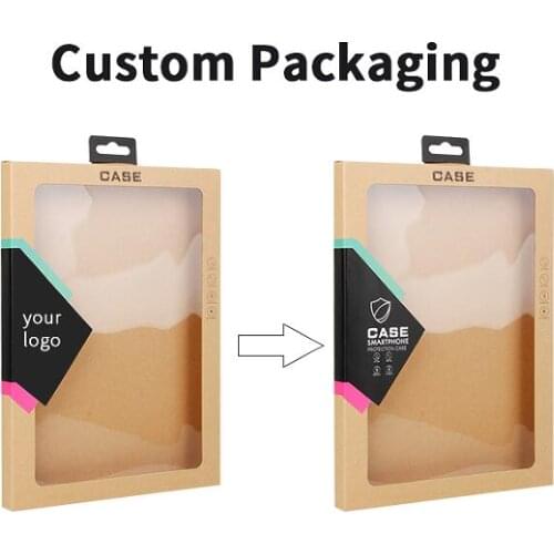 50 pcs wholesale customize logo retail kraft paper packaging box for Pad 2 3 4 Pad mini 234 leather cover luxury paper packaging