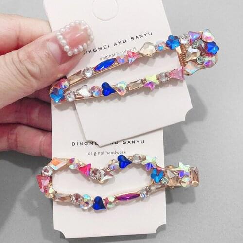 Vintage Gem Crown Hair Clip For Women Baroque Colored Rhinestone Luxury Candy Color shining Crystal Barrette Hairpin Wholesale