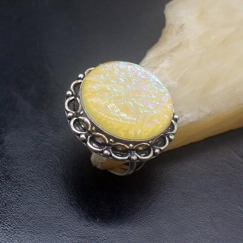 Gemstonefactory Jewelry Big Promotion Single Unique 925 Silver dichroic glass Women Men Rings 8.5# 20210165