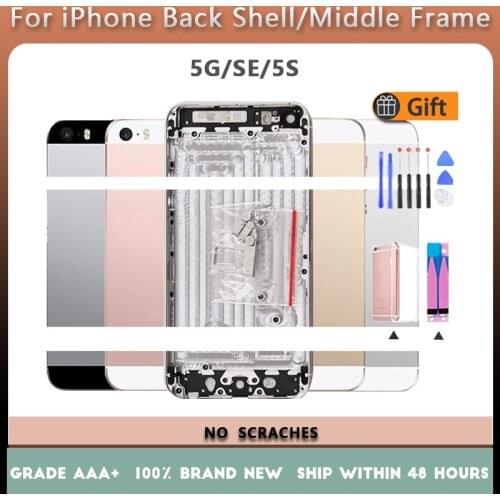 Back Cover For iphone 5G 5S 5 SE Back Housing Cover High Quality Rear Door Chassis Middle Frame Rear Housing SIM Tray Side Key