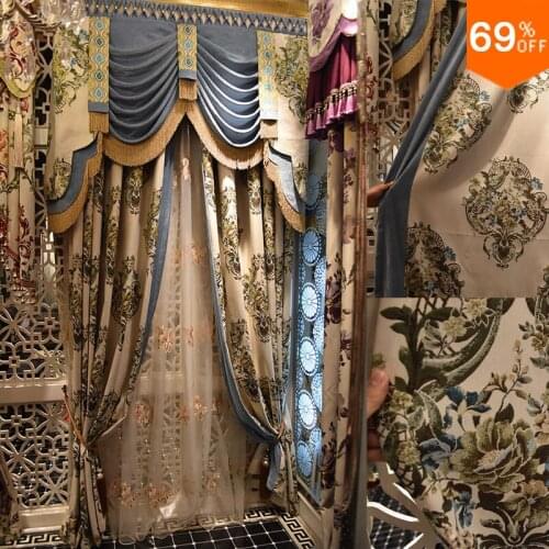 Beige Grey Embroidery Green golden curtains dinning Room Curtain Classic designers living rooms dinning hall or bedroom Curtain